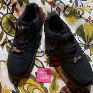 NWOT FUBU fit Brand Womens Black Athletic Shoes With Rhinestones Size 7.5